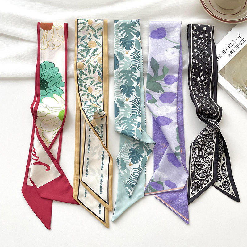 Face Scarf Mask - 新しい高級ブランドモデル小さなシルクスカーフ女性ヘアバンドバッグハンドバッグハンドルリボンスカーフバンドネックスカーフネッカチーフ