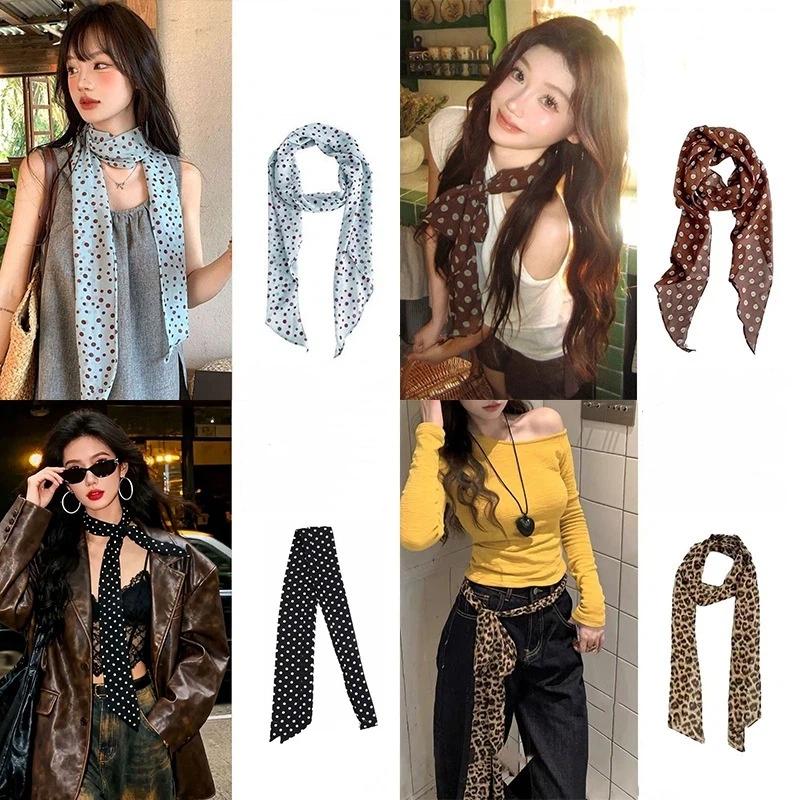 水玉模様の花柄プリントシルクスカーフ薄いネックスカーフヘアバ - Face Scarf Mask のレビューと価格